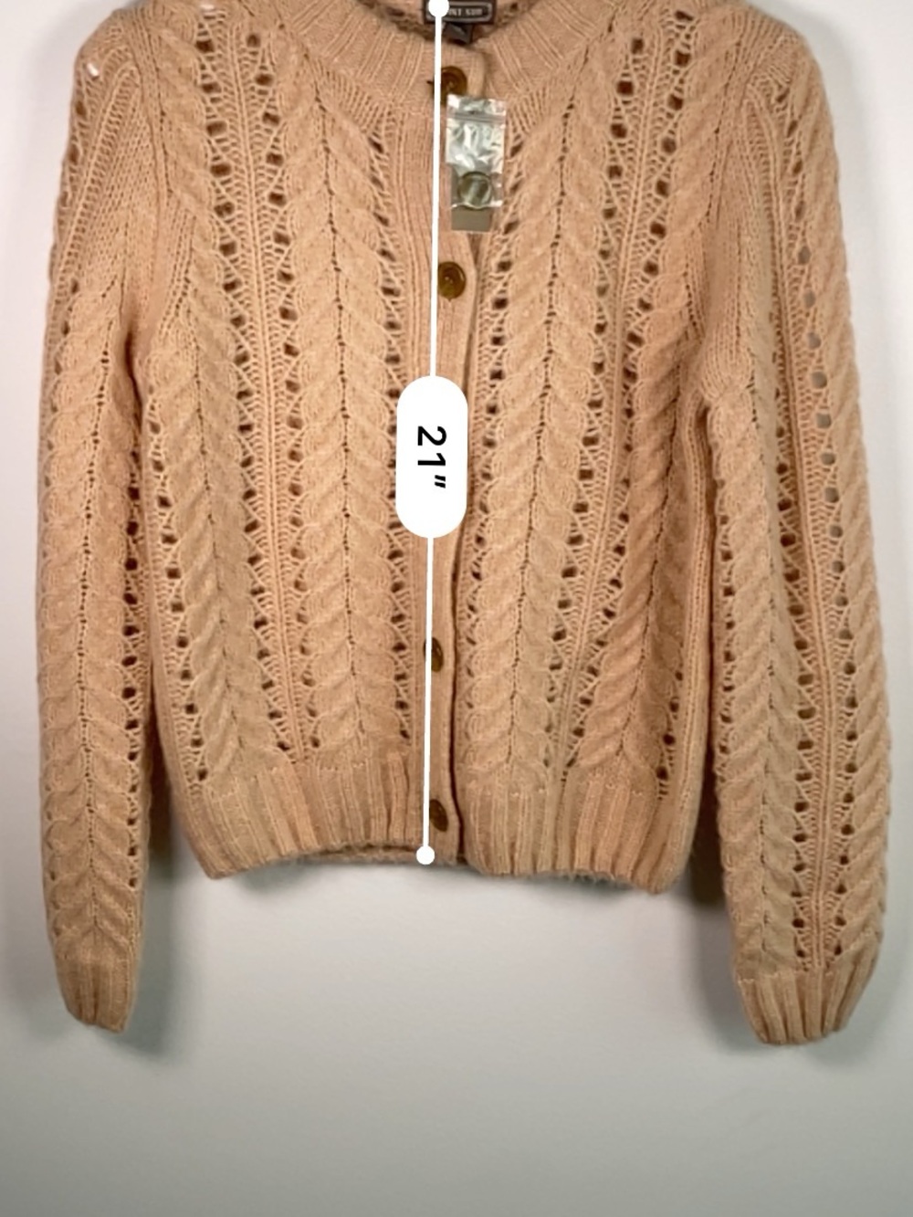 NWT Soft Cable-Knit Button Cardigan - blush pink - Picture 4 of 6